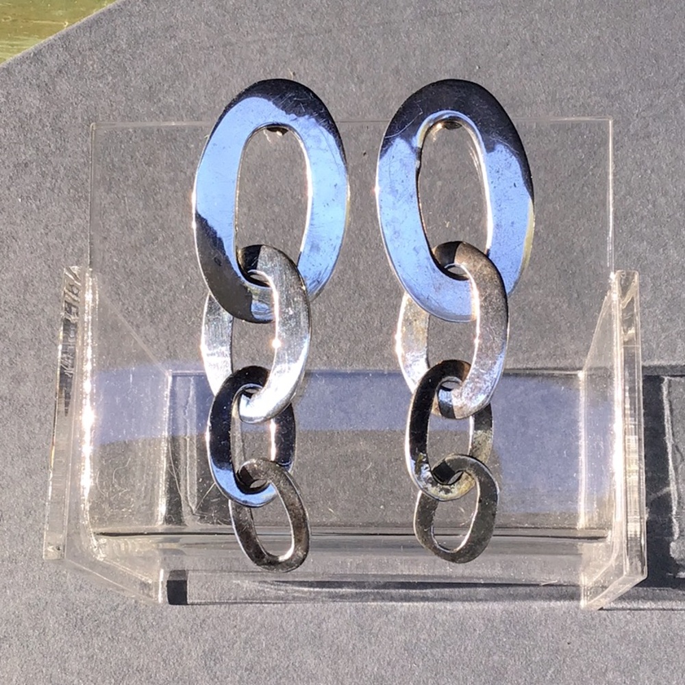 Sterling Silver Linked O Earrings